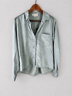 Cloth & Stone Anthropologie Light Sage Button-Up Shirt 100% TENCEL Size Small